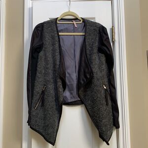 Wool and Leather Wrap Jacket